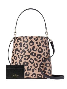 Kate Spade New York Darcy Graphic Leopard Small Bucket Bag Bundle
